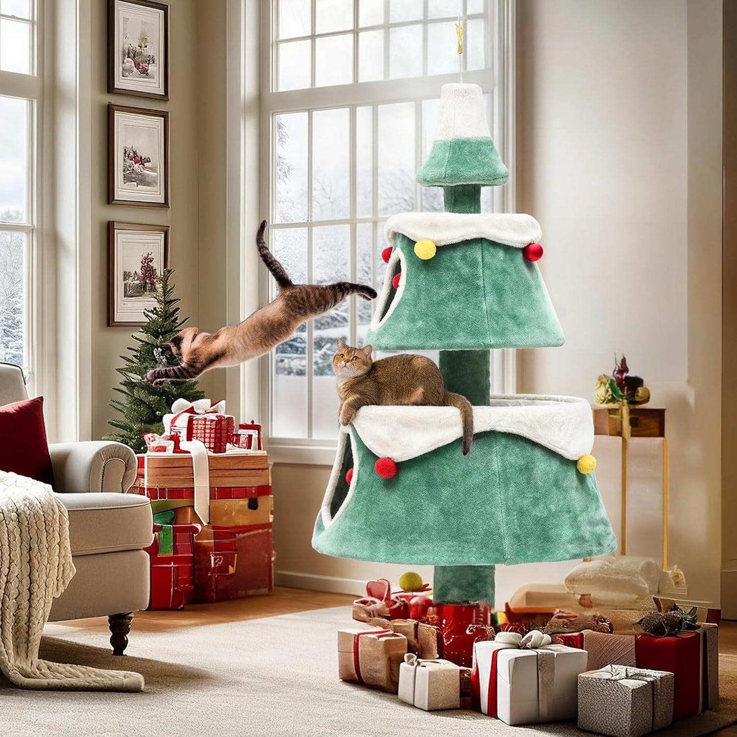 Christmas Cat Tree House