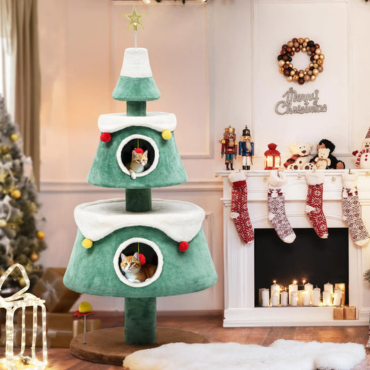 Christmas Cat Tree House